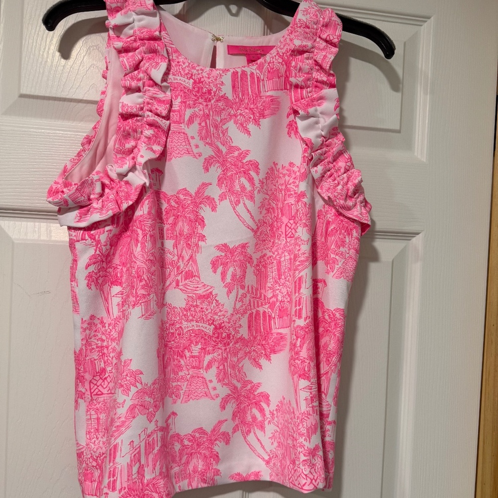 EUC Lilly Pulitzer Kailee Sleeveless Ruffle top Size Small